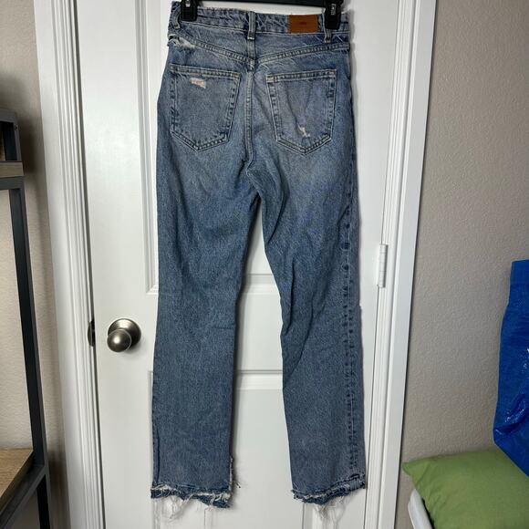 Zara 00 Women's Straight Leg Distressed Jeans - Picture 2 of 4